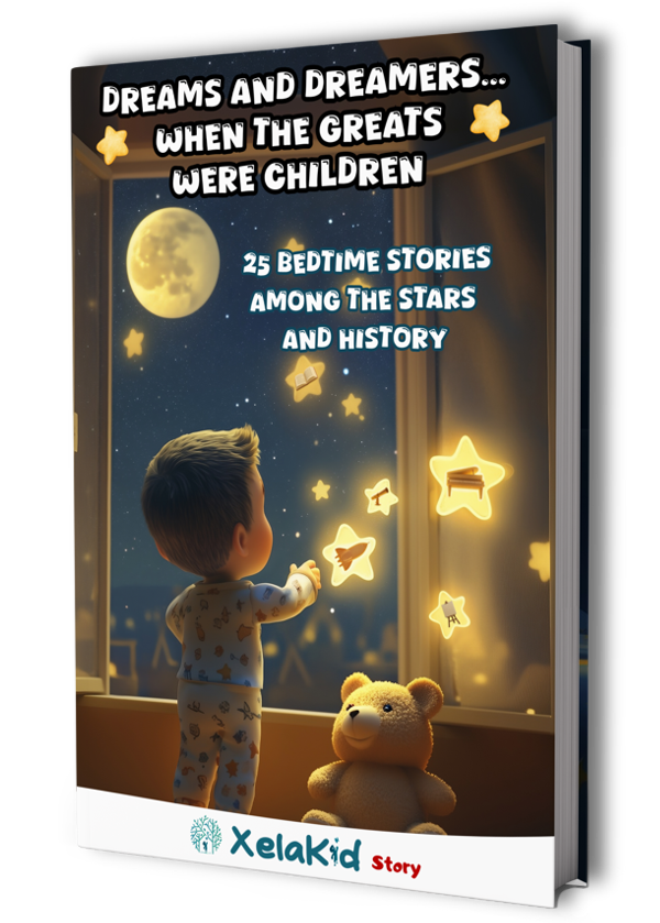 Open Xelakid book with colorful characters for children